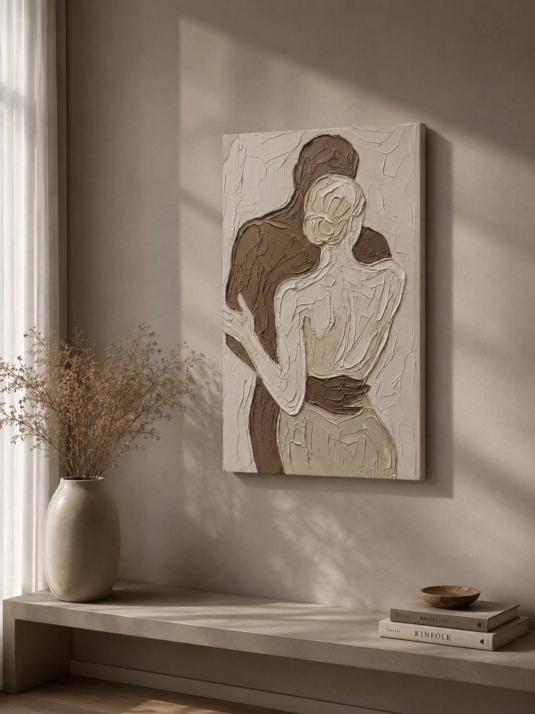 Embrace, Textured relief by Soha Fazeli