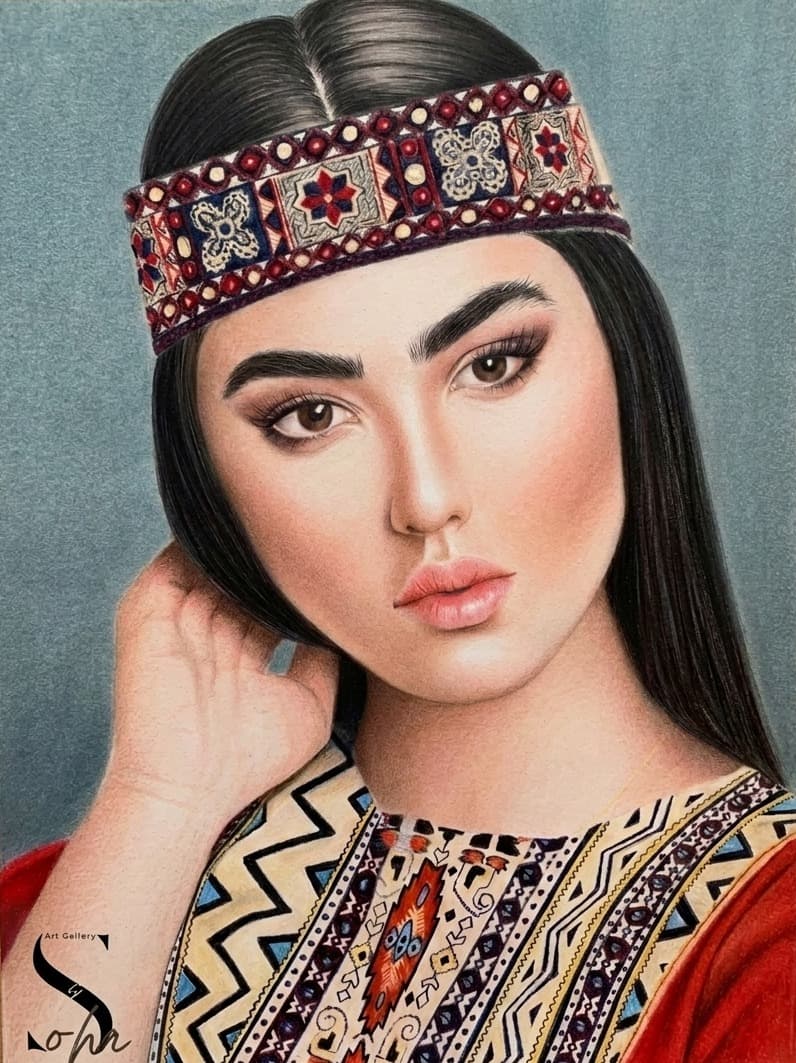 Baluchi Gaze, Colored pencil by Soha Fazeli